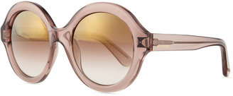 Valentino Rockstud Round Mirror Sunglasses, Nude