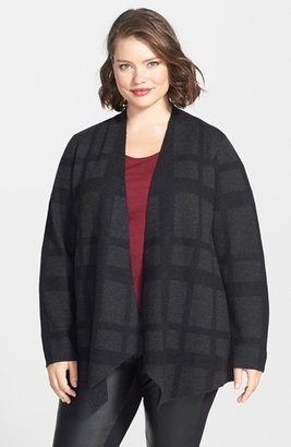 Eileen Fisher Plaid Knit Cascade Front Jacket (Plus Size)