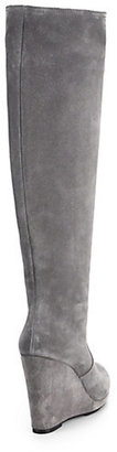 Prada Suede Knee-High Wedge Boots