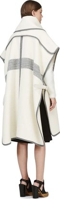 Chloé Ivory & Grey Alpaca Wool Blanket Coat