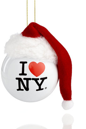 Kurt Adler I Love NY Ball with Santa Hat Christmas Ornament