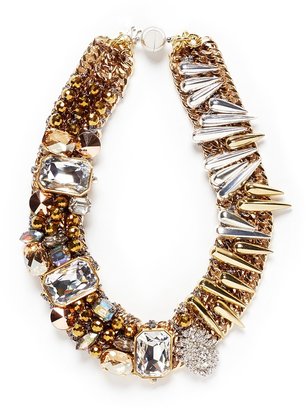 Metallic spike rhinestone collar necklace