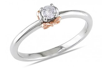 Ice 1/6 CT  Diamond TW 14K Pink Gold Bow Ring