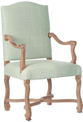 OKA Annecy Dining Chair with Arms, Eau de Nil Silk