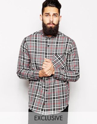 Reclaimed Vintage Checked Shirt with Grandad Collar