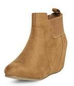 Dorothy Perkins Womens Tan suedette gusset wedge boots- Tan