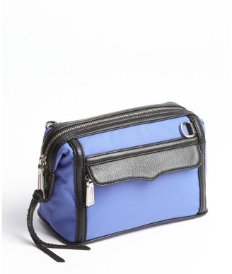 Rebecca Minkoff blue nylon and leather top zip 'Mab' makeup pouch