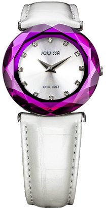 Jowissa Women's J1.011.M Safira 99 Silver Dial Purple Faceted Sapphire Bezel Watch
