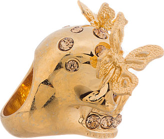Alexander McQueen Gold Butterfly Skull Ring