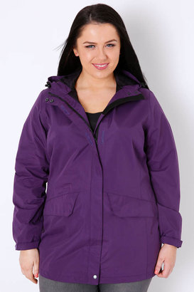 Yours Clothing Purple Outdoors Waterproof & Windproof Hooded Shield Jacket
