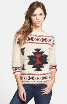 Everleigh Aztec Print Fuzzy Sweater