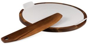 Picnic Time Heritage Collection by Fabio Viviani Acacia Wood Pizza Stone and Cutter