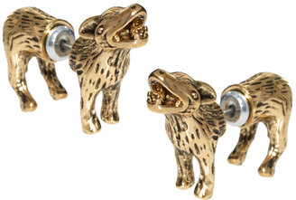 River Island Wolf Front And Back Earrings