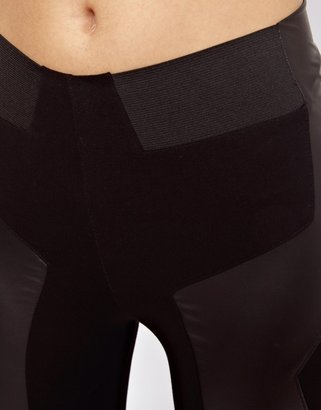 ASOS Leggings in High Waist with Leather Look Panel Detail