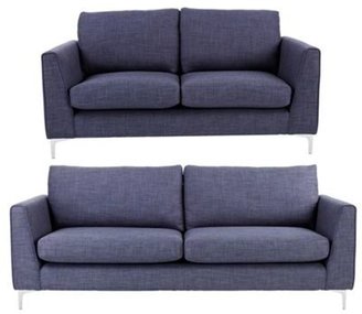 Ben de Lisi Home Set of large and small indigo blue 'Jakob' sofas with chrome feet