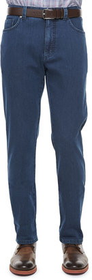Ermenegildo Zegna Stretch Denim Five-Pocket Jeans, Indigo