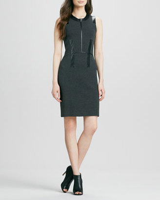 Milly Samantha Dress with Leather Trim