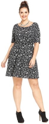 Love Squared Plus Size Floral-Print Sweater Dress