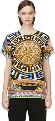 Versace Yellow Psychedelic Printed Silk T-Shirt