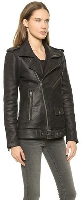 BLK DNM Leather Jacket 8 with Detachable Fur Collar