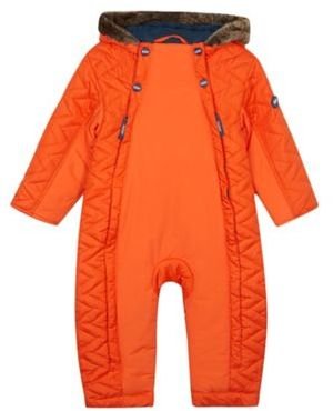 Ted Baker Babies orange quilted faux fur hood snowsuit