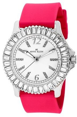 Anne Klein Women's 109197WTMA Silver-Tone Swarovski Crystal Accented Magenta Watch