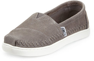 Toms Classic Suede Slip-On Shoe, Gray, Youth