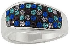 JCPenney FASHION CARDED RINGS Silver-Plated Multicolor Crystal Wave Ring