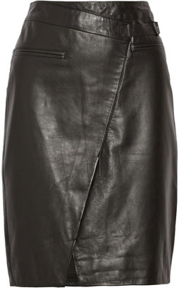 Helmut Lang Leather wrap-effect skirt
