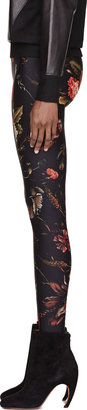Givenchy Red & Black Floral Print Leggings