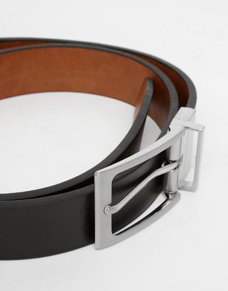 ASOS Smart Belt In Black And Tan Faux Leather With Reversible Buckle