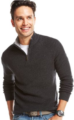 Club Room Wool/Cashmere Blend Basketweave Quarter Zip Sweater