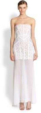 BCBGMAXAZRIA Vivienne Lace-Blocked Strapless Gown