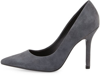 Charles David Suede Pointy-Toe Pump, Gray