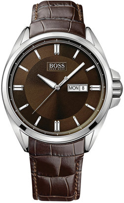 HUGO BOSS Men's Driver Brown Leather Strap Watch 44mm 1513037