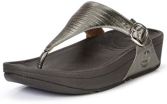 FitFlop The Skinny Leather Croc Gold Flip Flops