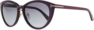 Tom Ford Gina Striped Acetate Cat-Eye Sunglasses, Blue/Purple