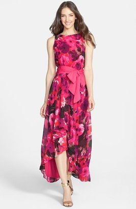 Eliza J Print High/Low Chiffon Dress