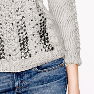 J.Crew Collection handknit jeweled cable sweater