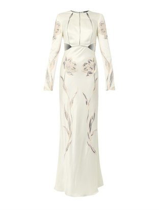 Alexander McQueen Floral-embroidered satin gown