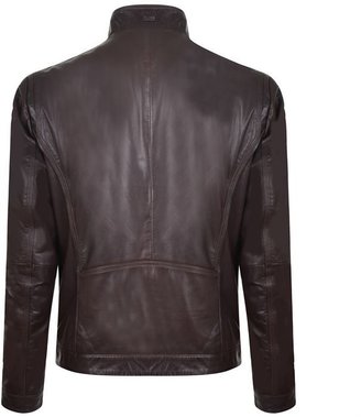 Boss Black Knit Collar Leather Jacket