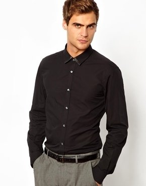 Esprit Shirt With Faux Leather Trim - Black