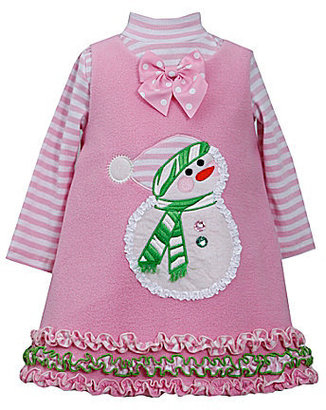 Bonnie Baby 12-24 Months Snowman Fleece Jumper & Striped Bodysuit Set
