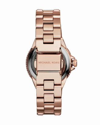 Michael Kors Mini Rose Golden Stainless Steel Camille Three-Hand Glitz Watch