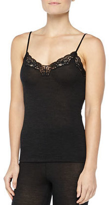 Hanro Downtown Lace-Trimmed Silk-Blend Camisole, Phantom Gray