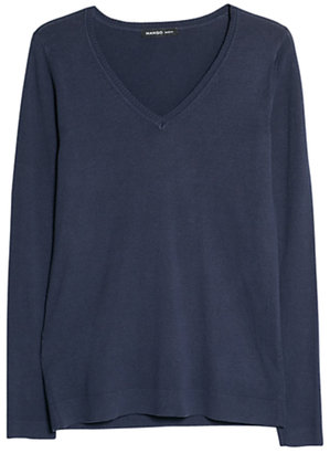 MANGO V-Neck Sweatshirt, Dark Blue