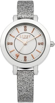 Lipsy Ladies Silver Glitter Strap Watch With Silver Tone Dial