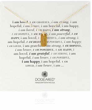 Dogeared Gold-Dipped I Am Loved Dogtag Necklace