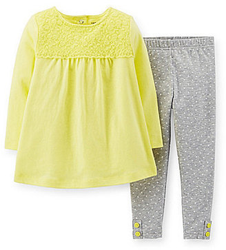 Carter's Newborn-24 Months Lace-Accented Top & Printed Legging Set