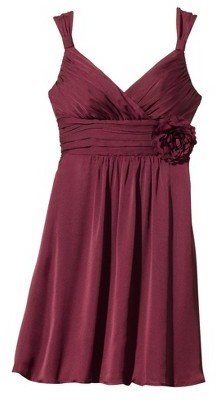 TEVOLIOTM  Women's Satin V-Neck Dress with Removable Flower - Limited Availability Colors